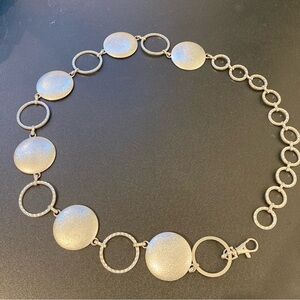 Vintage Silver tone concha round circle chain belt